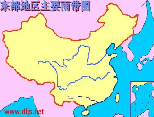 中国东部地区雨带图 - 中国地图 - 地理教师网