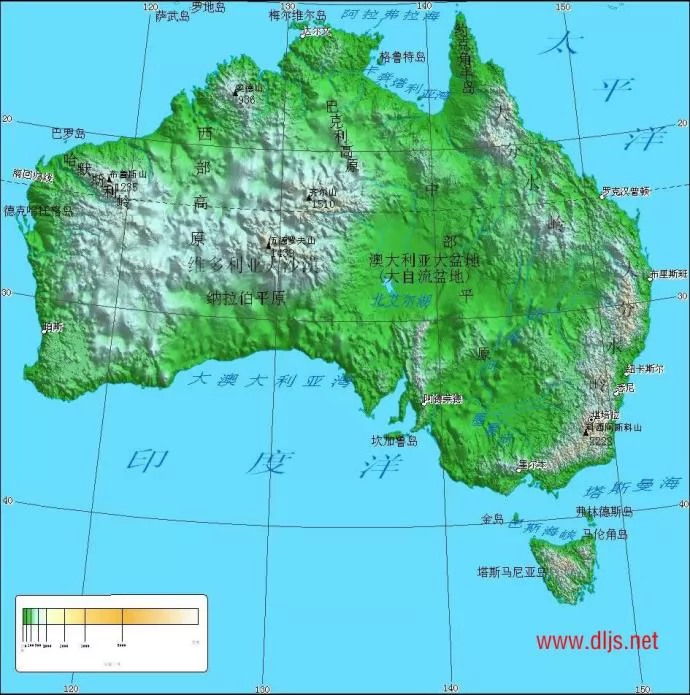 澳大利亚的地形图 - 七年级图片 - 地理教师网