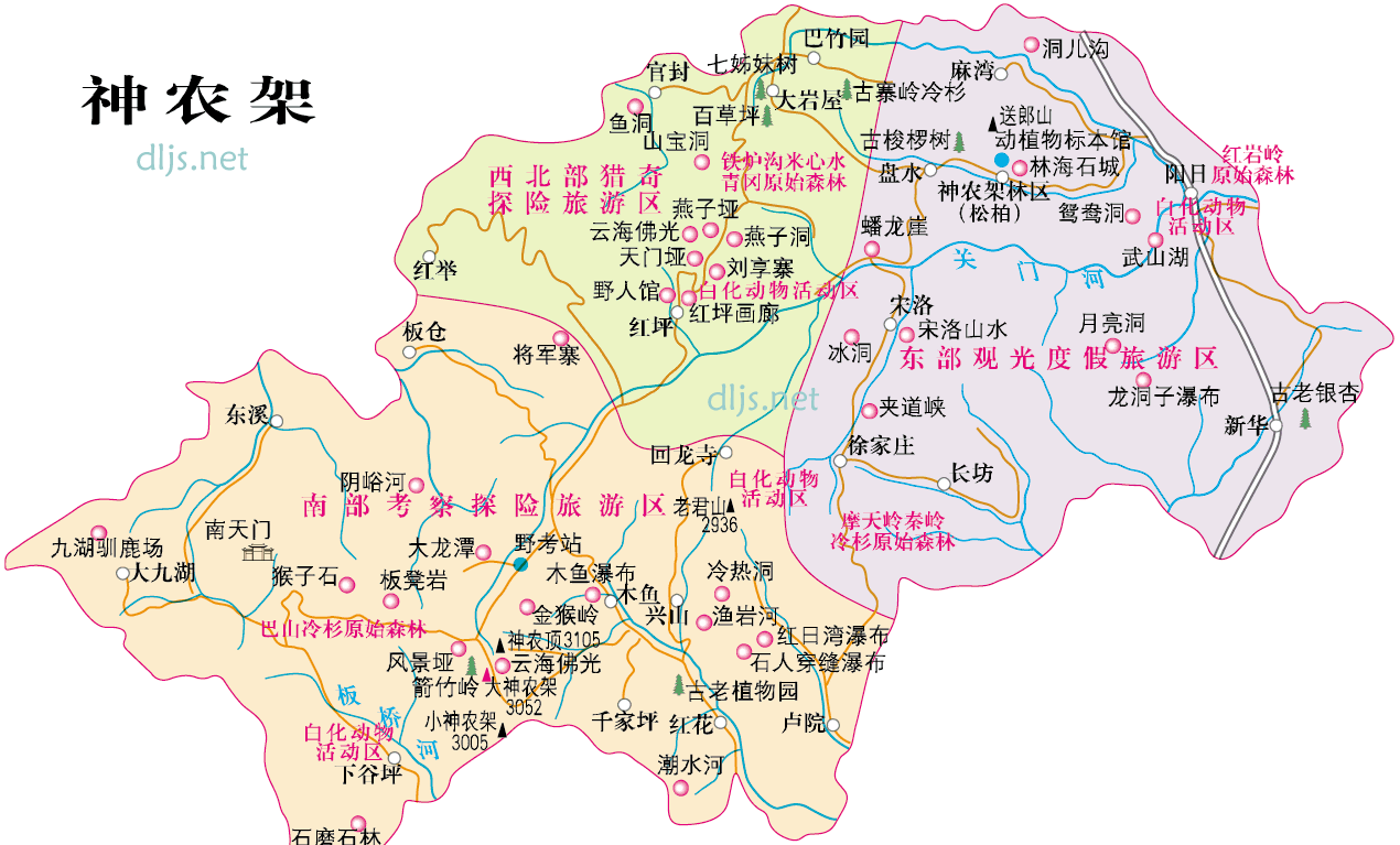 神农架导游图 中国旅游地图 地理教师网