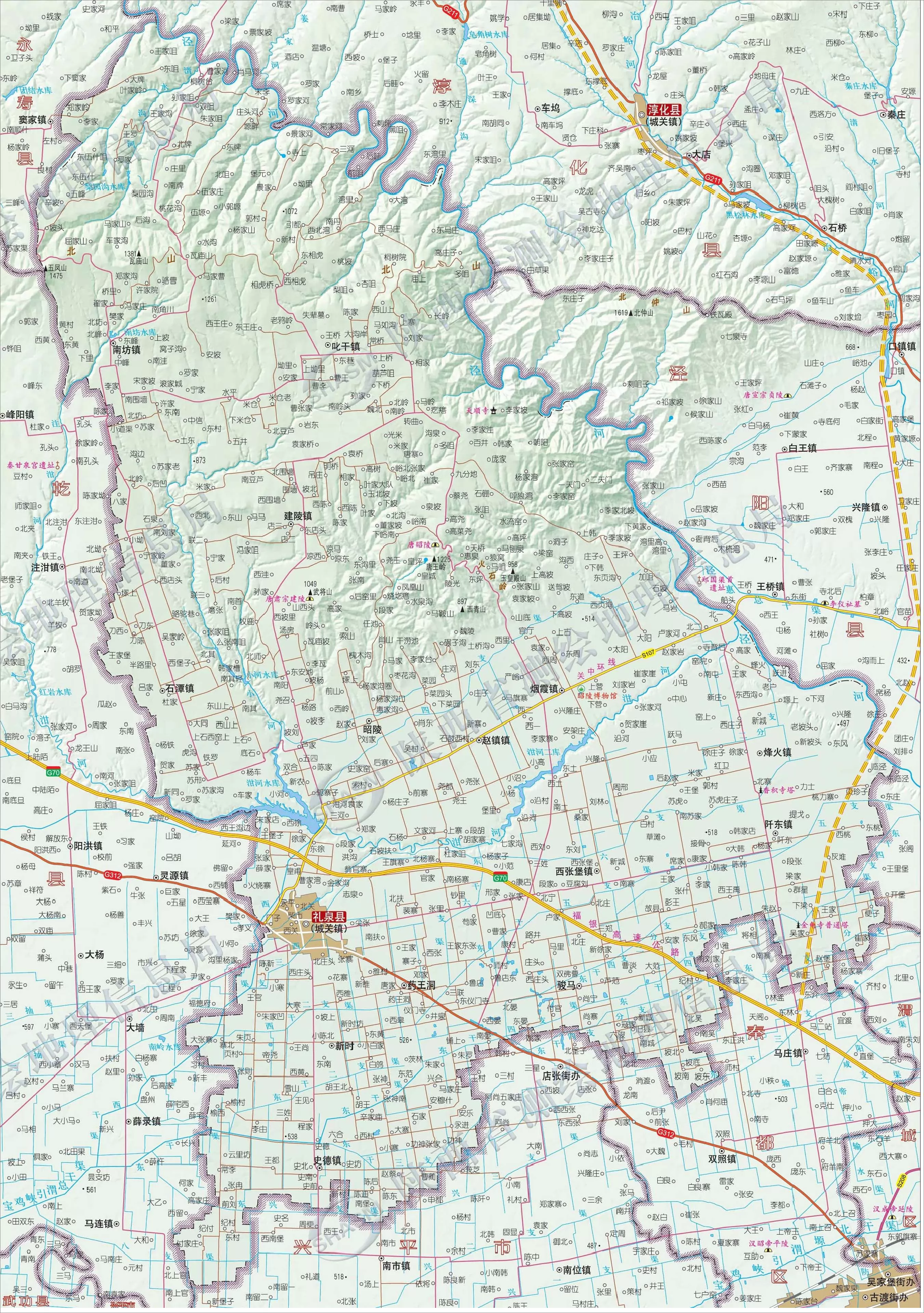咸阳市礼泉县地图 - 中国地图全图 - 地理教师网