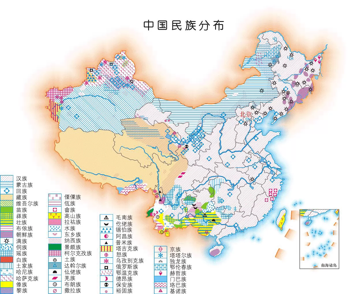 我国民族分布图 - 中国地图全图 - 地理教师网