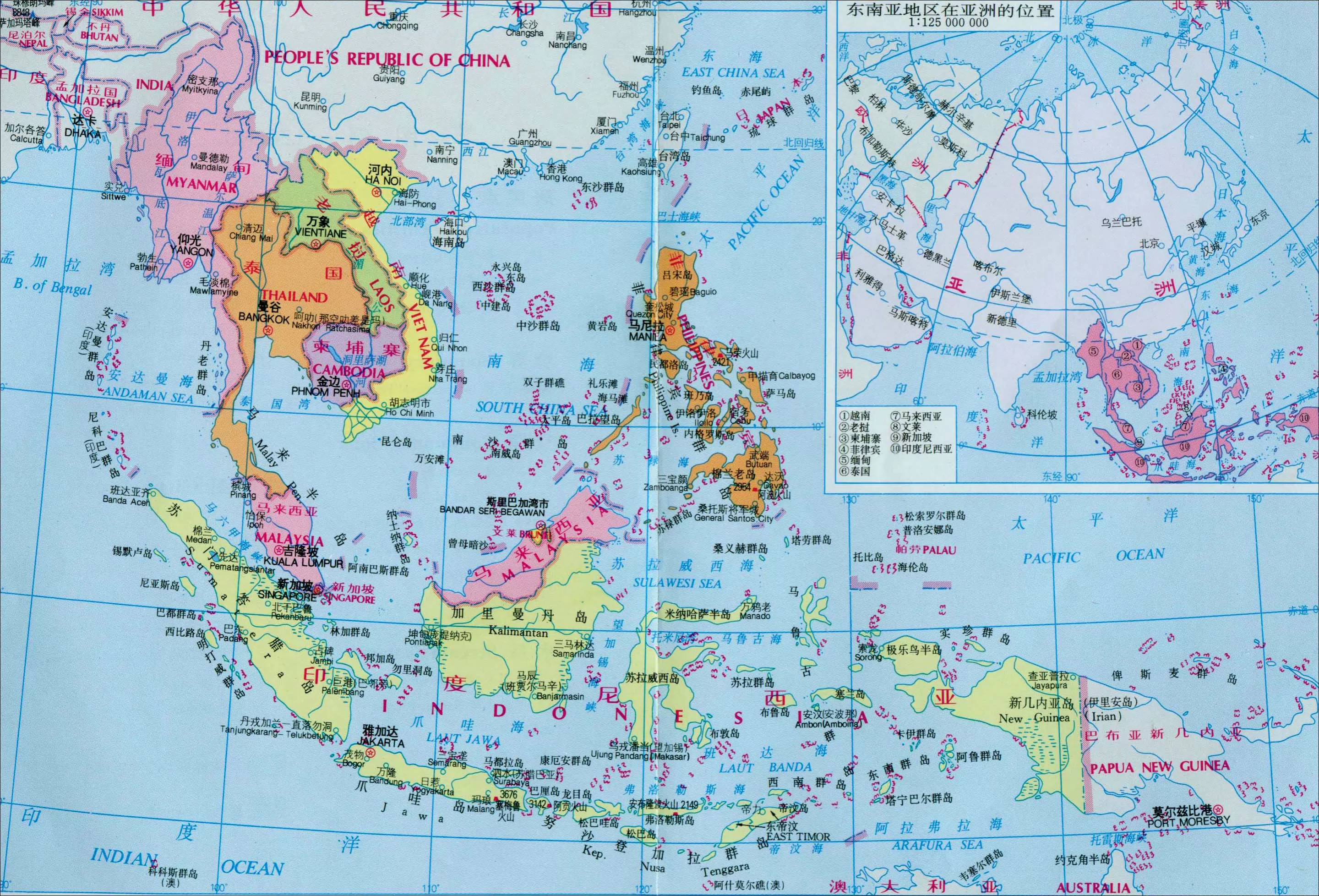 东南亚地区地图