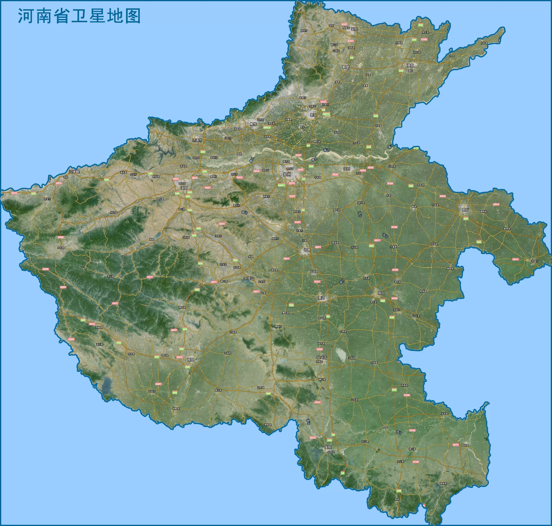 河南卫星地图
