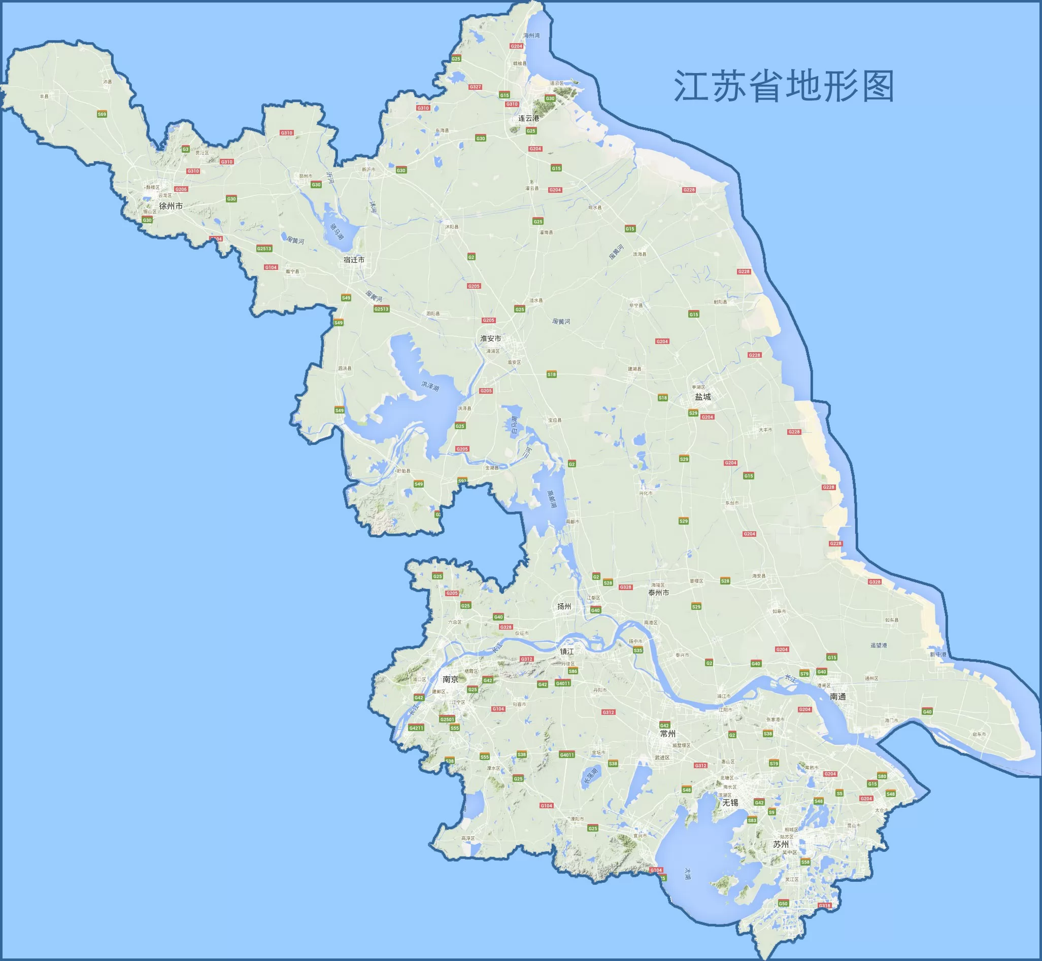 江苏地图(地形图 江苏省地图 地理教师网