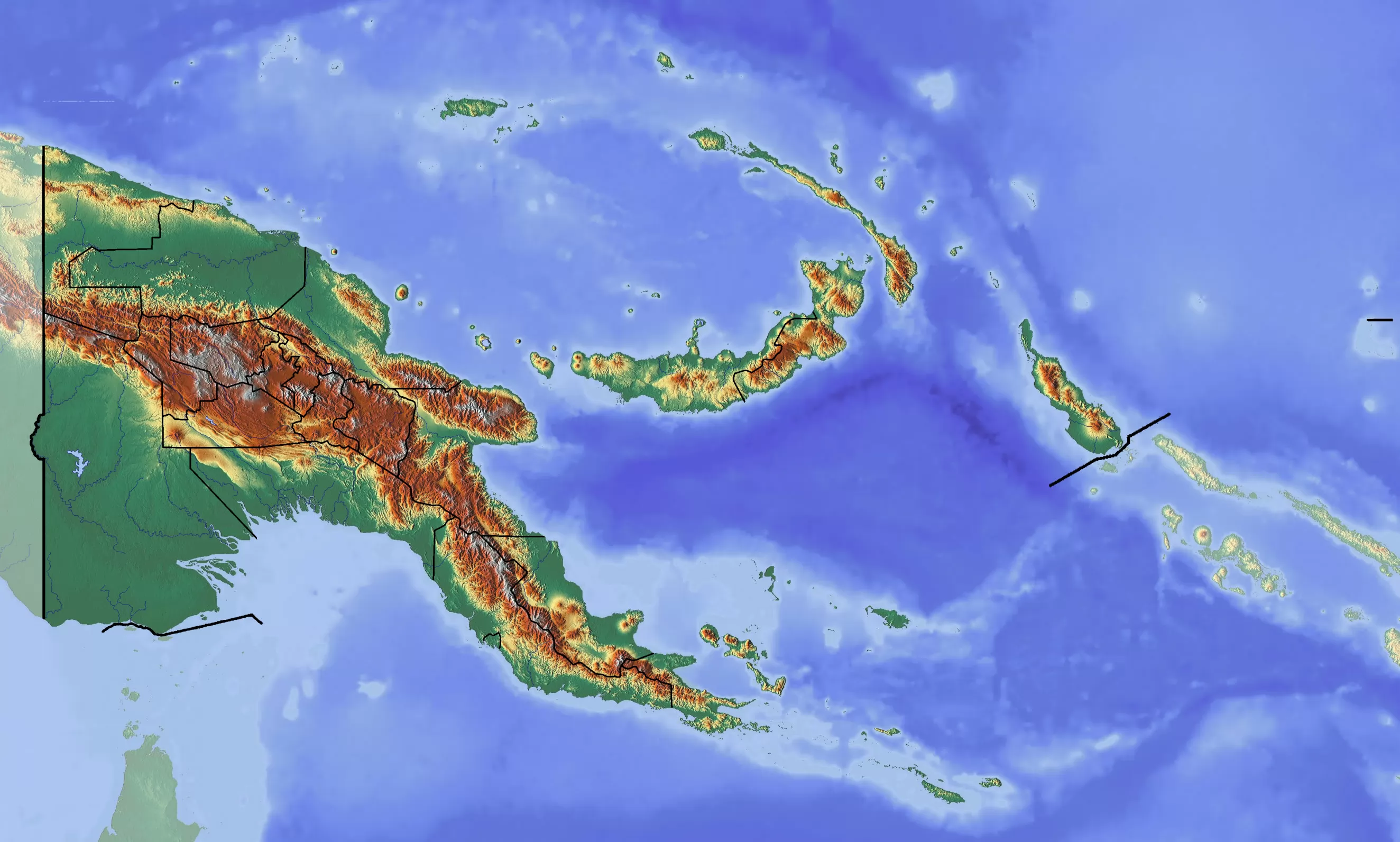 巴布亚新几内亚地形图大图