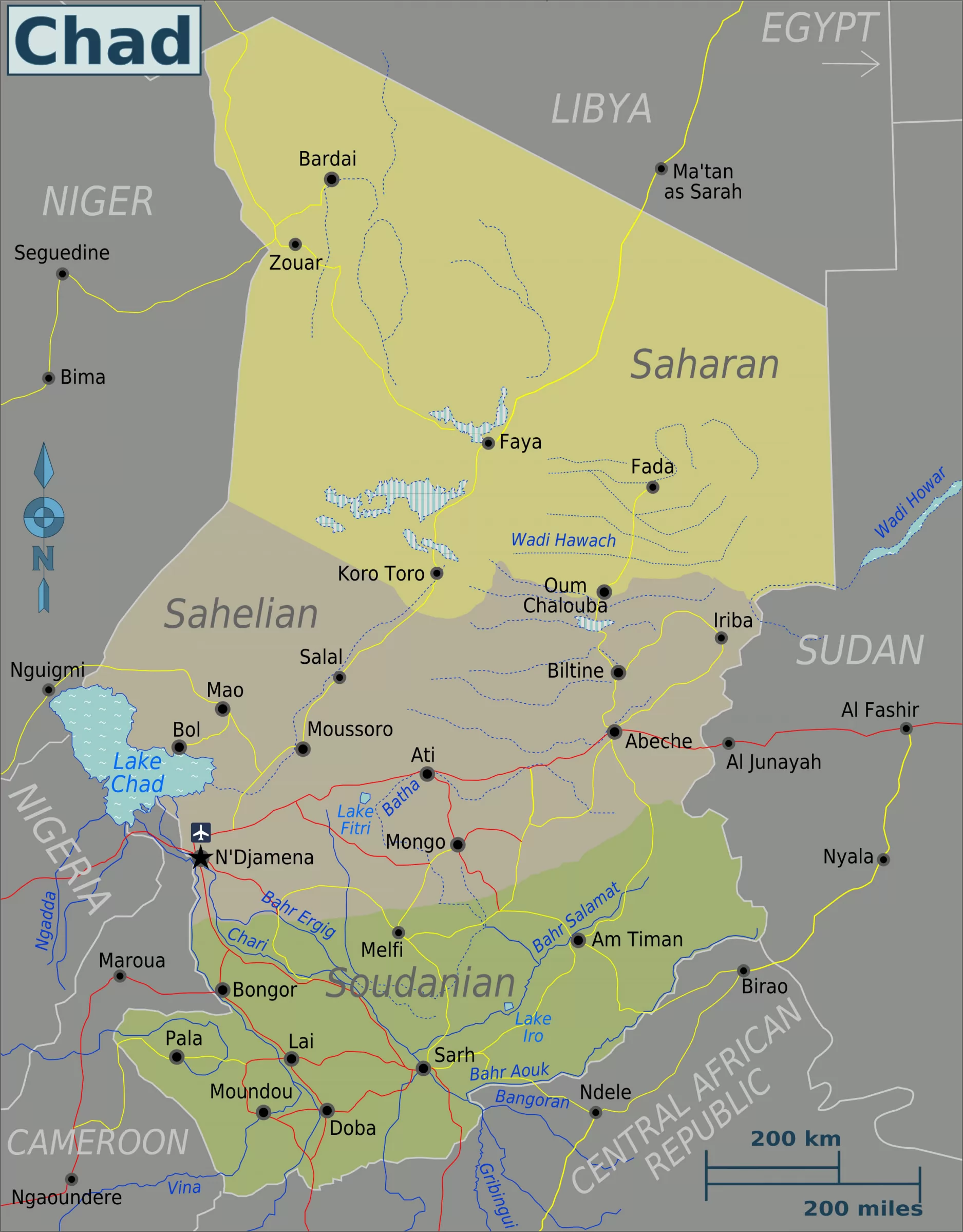 乍得交通地图 乍得地图 地理教师网