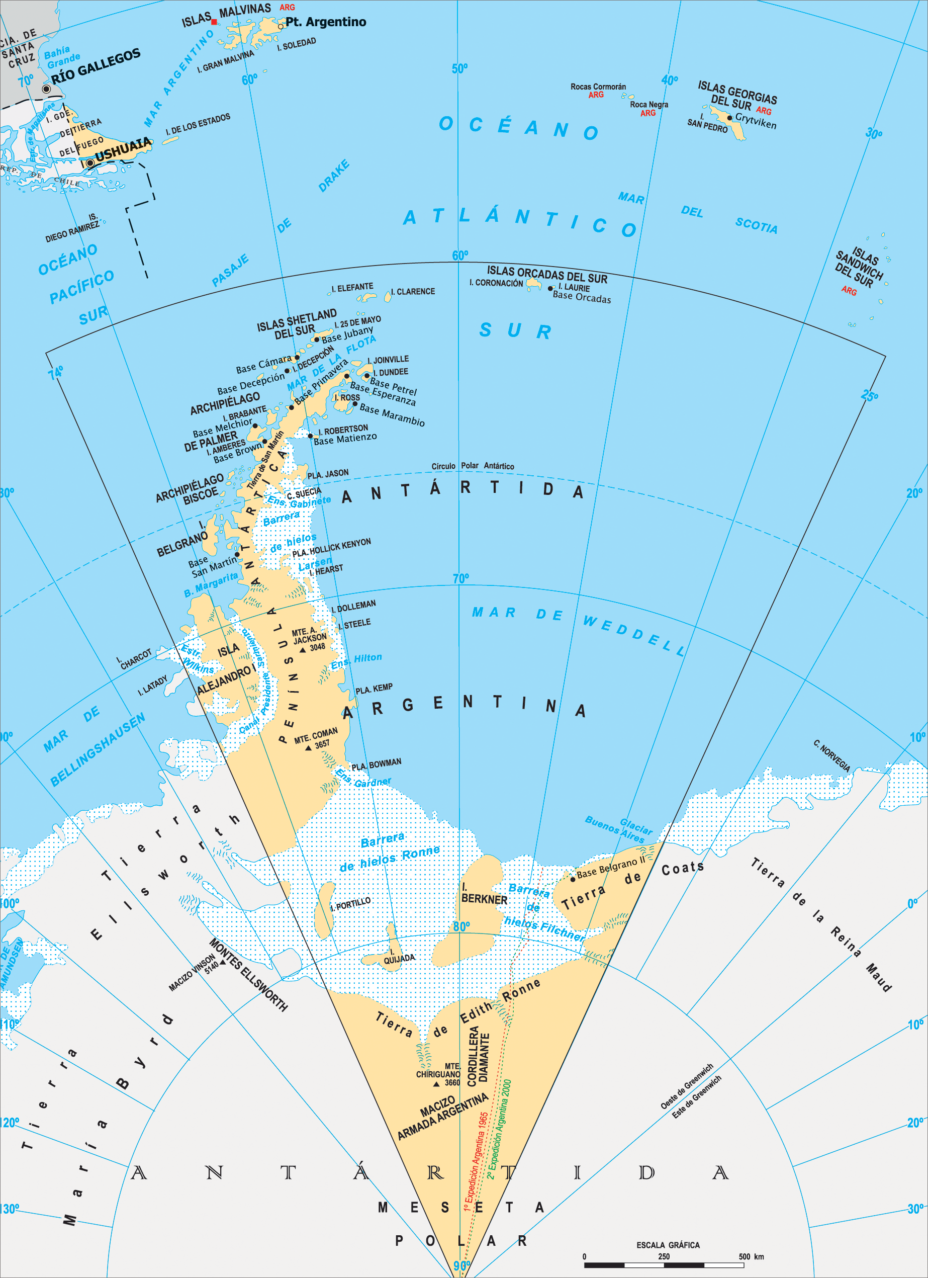 火地岛和南大西洋地图