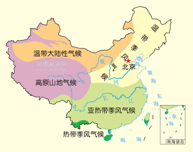 高清中国气候分布示意图 - 初中地理图片 - 地理教师网