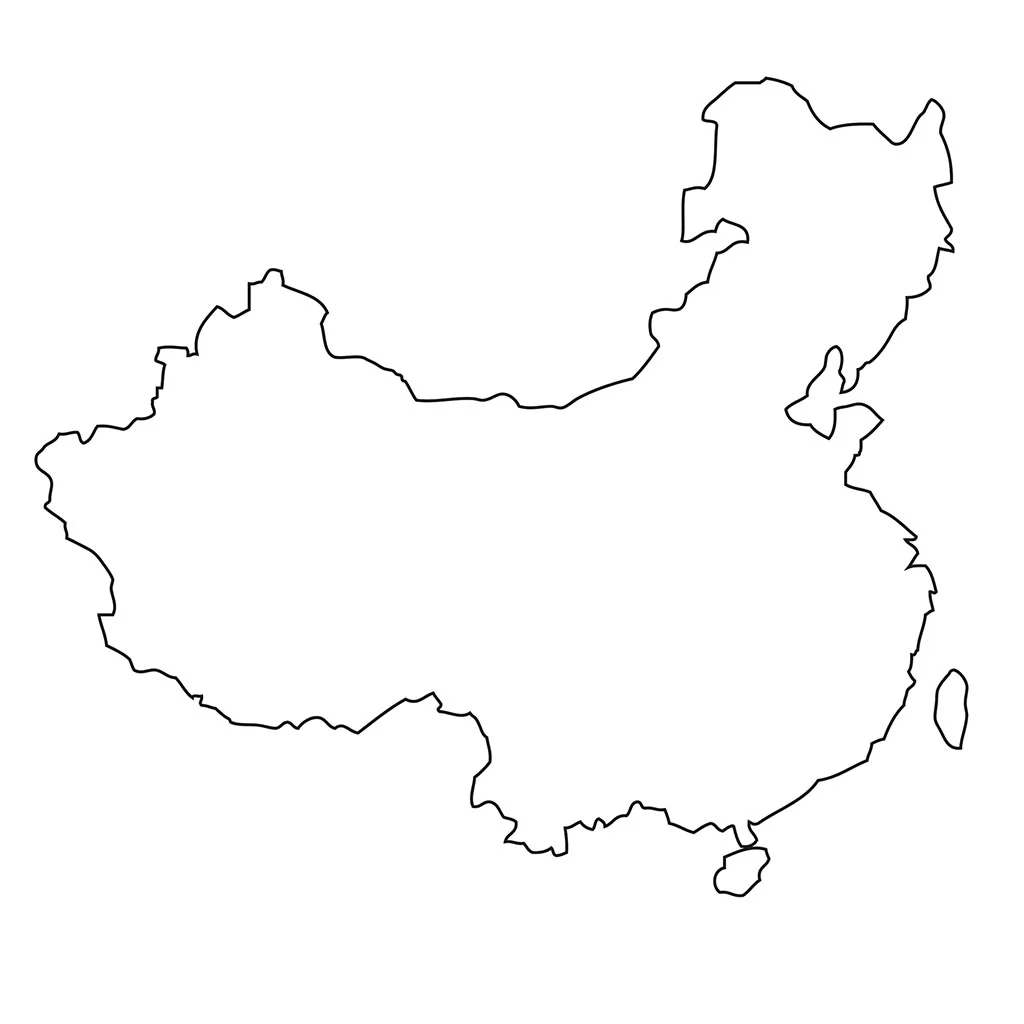 中国地图轮廓(注:南海地区没标出)