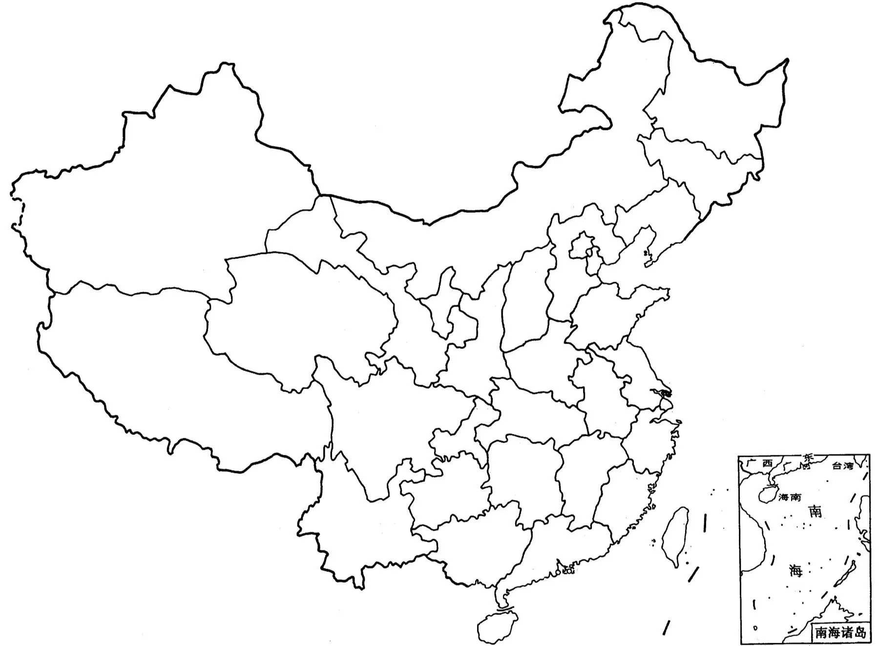 全国行政区划空白图 中国地图政区 地理教师网