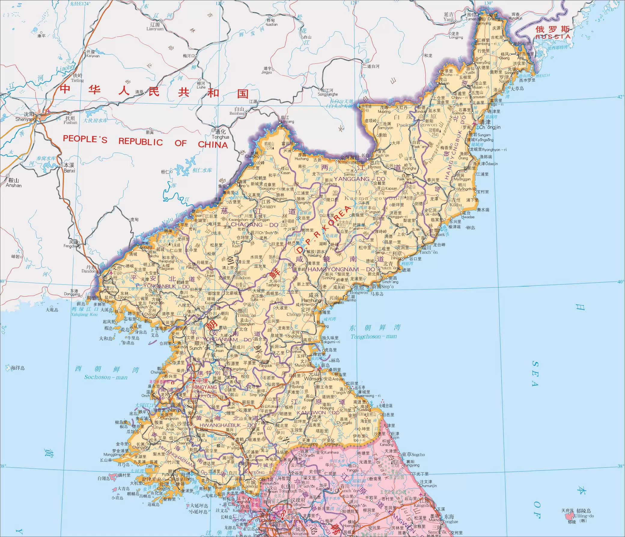 朝鲜半岛行政区划图片
