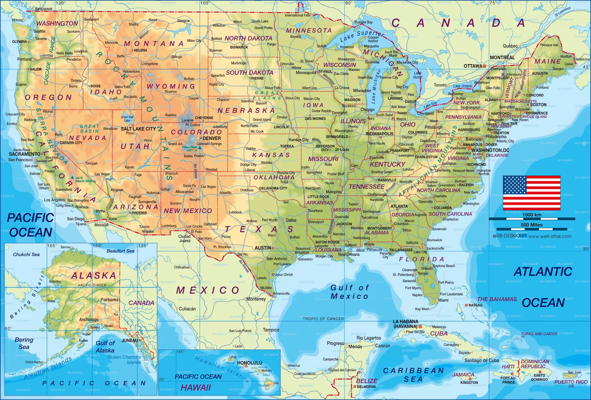 美国地图英文版